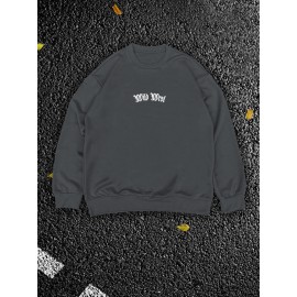 Men'S Plus Size Sweatshirt | Western Forest Print, Casual Street Style, Long Sleeve, Crew Neck, Regular Fit for Autumn-Winter
